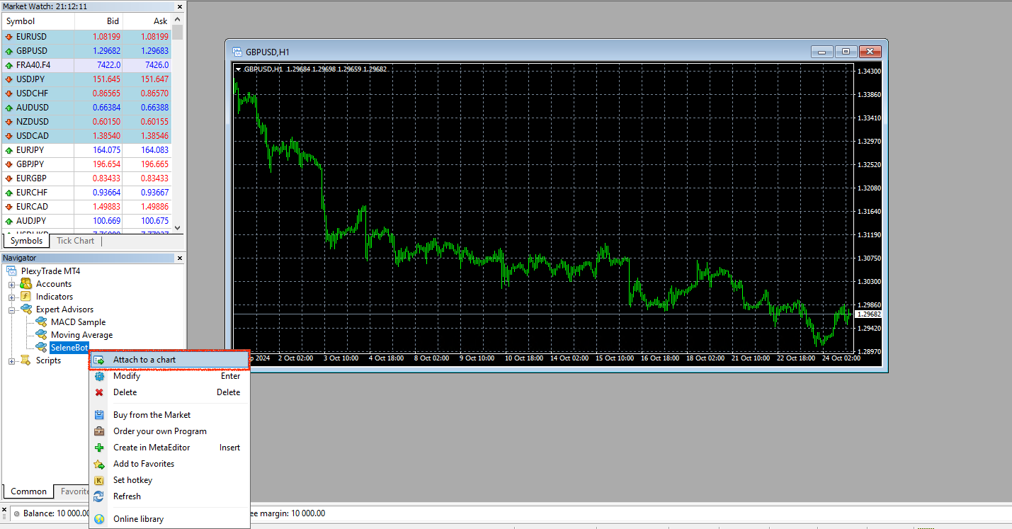 Attach EA to chart